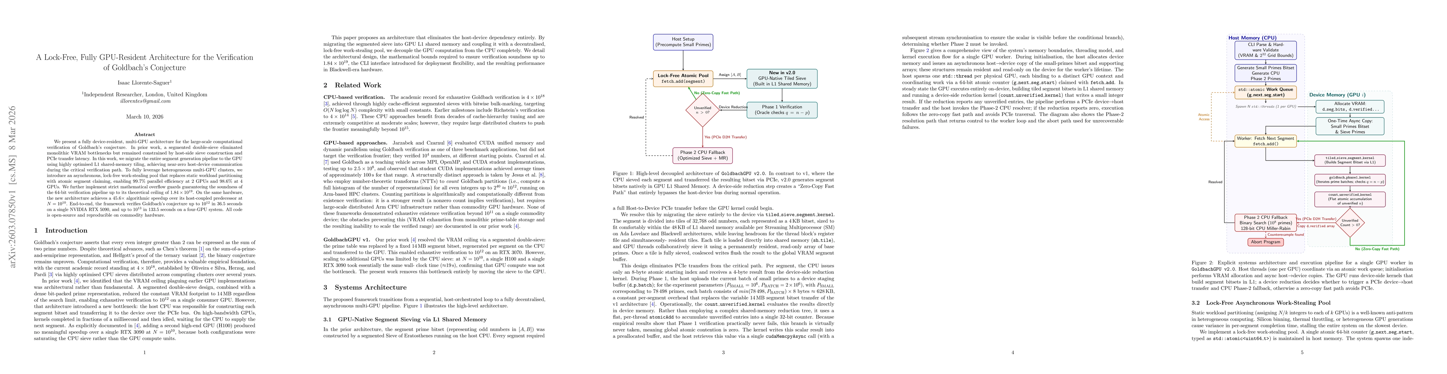 Thumbnail for A Lock-Free, Fully GPU-Resident Architecture for the Verification of Goldbach's Conjecture