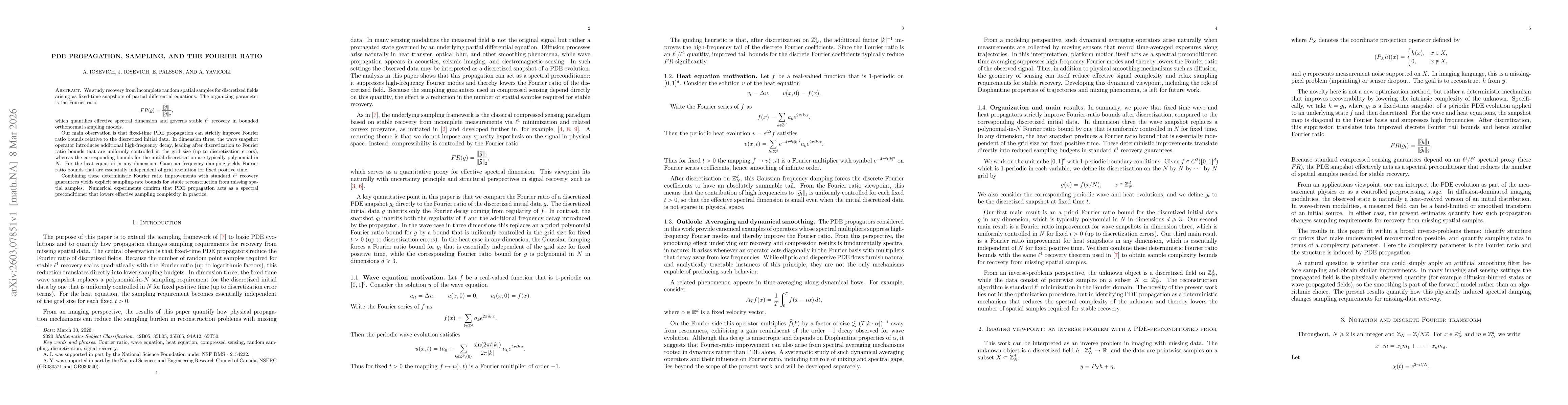 Thumbnail for PDE propagation, sampling, and the Fourier ratio