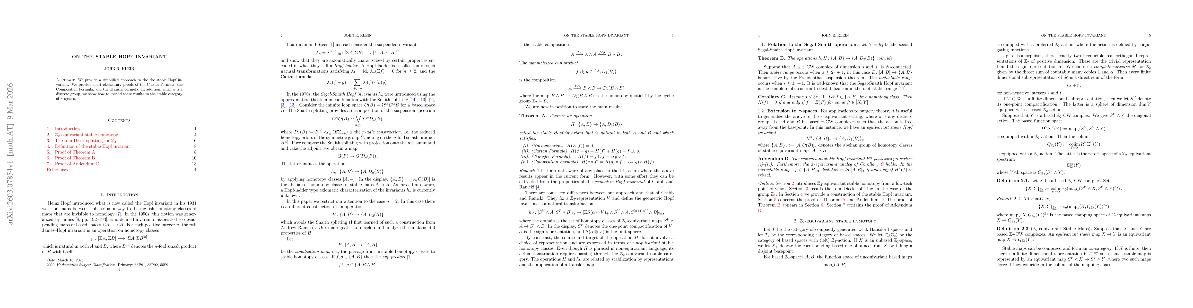 Thumbnail for On the stable Hopf invariant