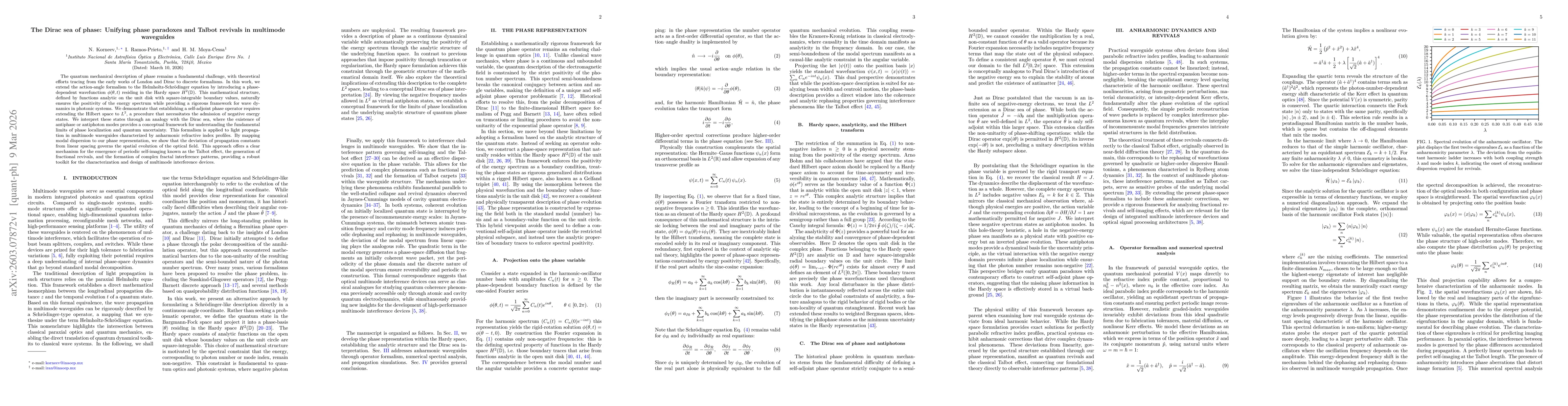 Thumbnail for The Dirac sea of phase: Unifying phase paradoxes and Talbot revivals in multimode waveguides