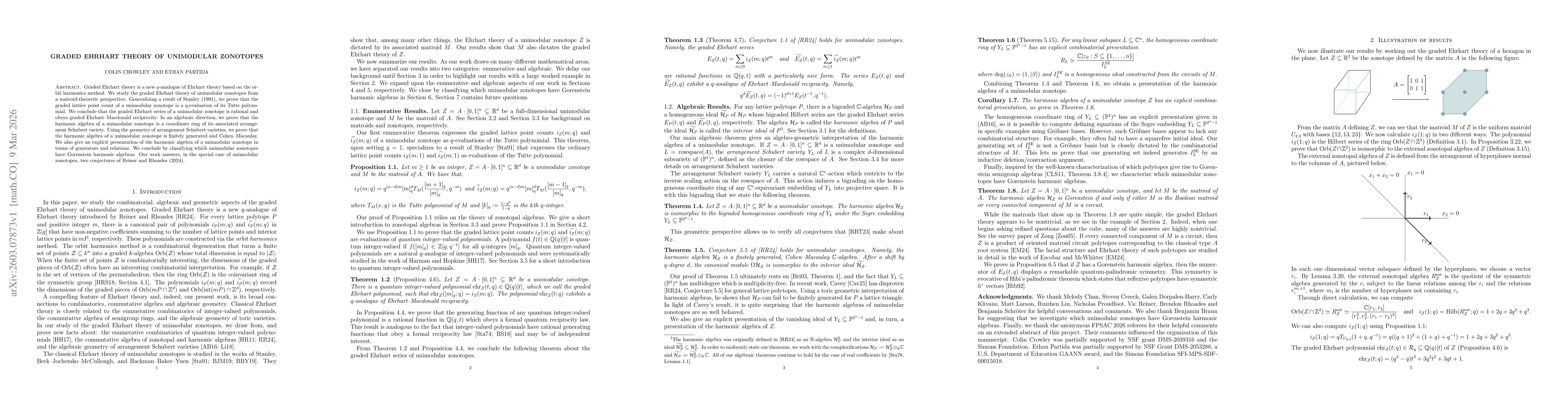Thumbnail for Graded Ehrhart Theory of Unimodular Zonotopes