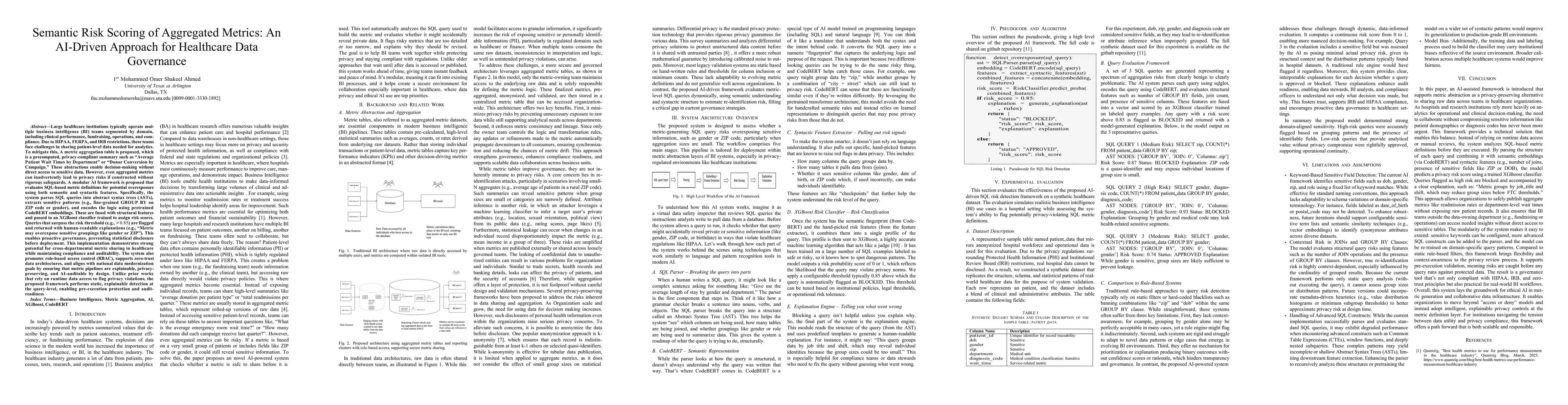 Thumbnail for Semantic Risk Scoring of Aggregated Metrics: An AI-Driven Approach for Healthcare Data Governance