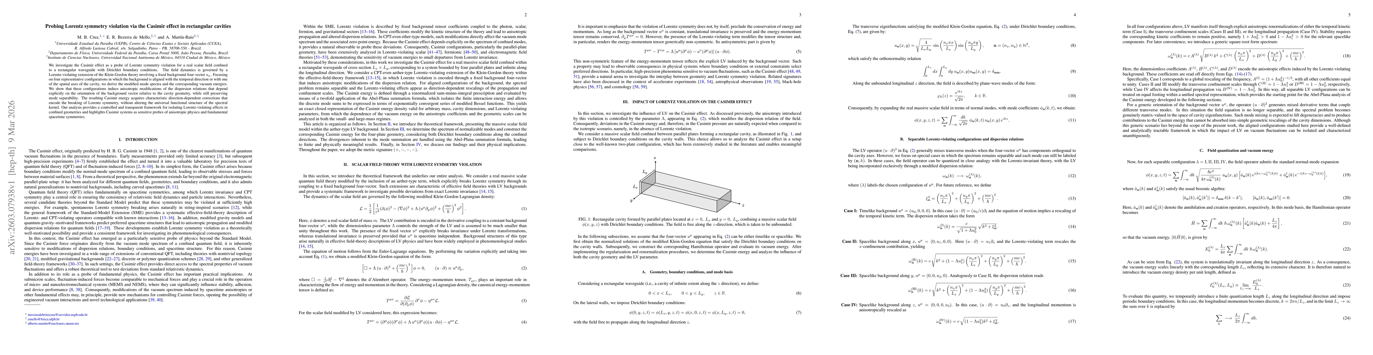 Thumbnail for Probing Lorentz symmetry violation via the Casimir effect in rectangular cavities
