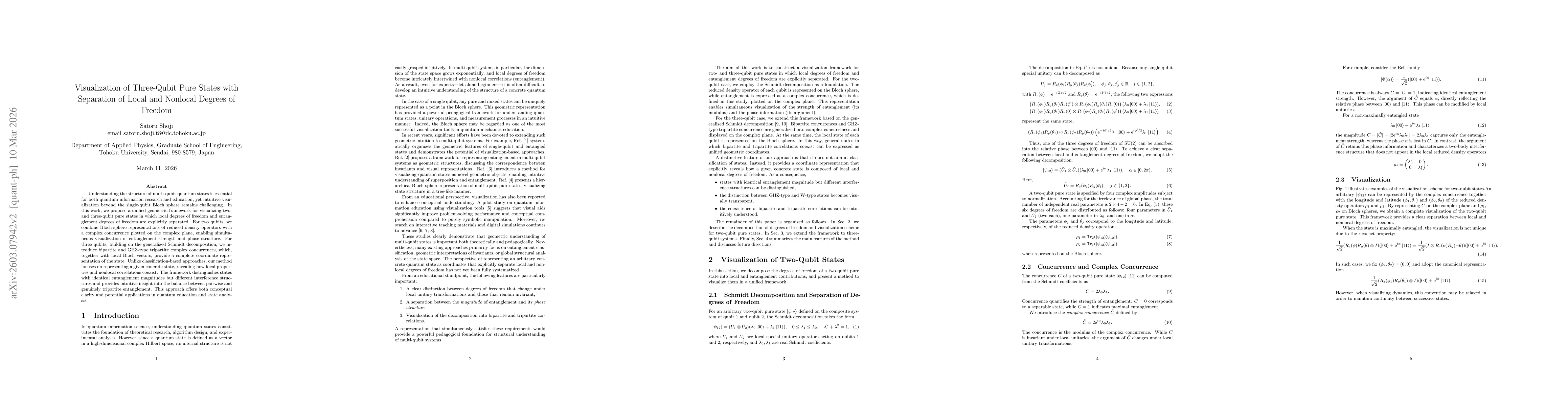 Thumbnail for Visualization of Multi-Qubit Pure States with Separation of Local and Nonlocal Degrees of Freedom