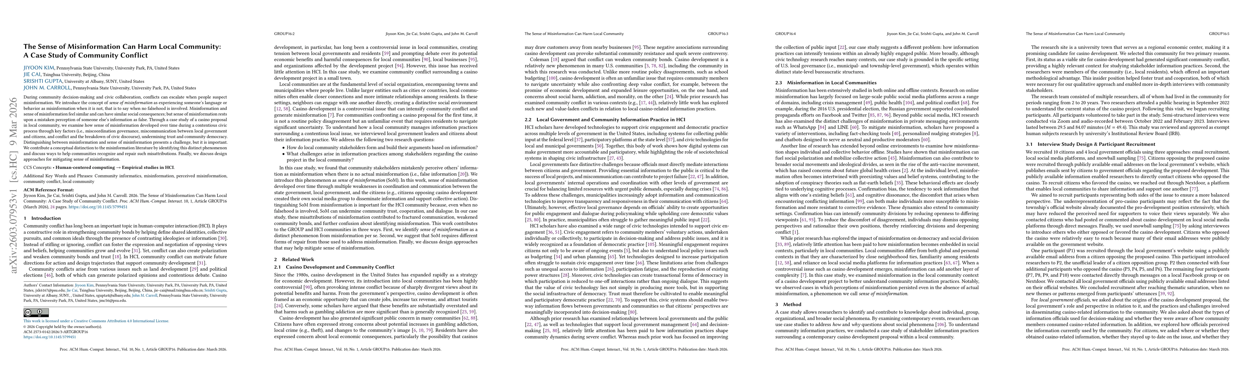 Thumbnail for The Sense of Misinformation Can Harm Local Community: A Case Study of Community Conflict