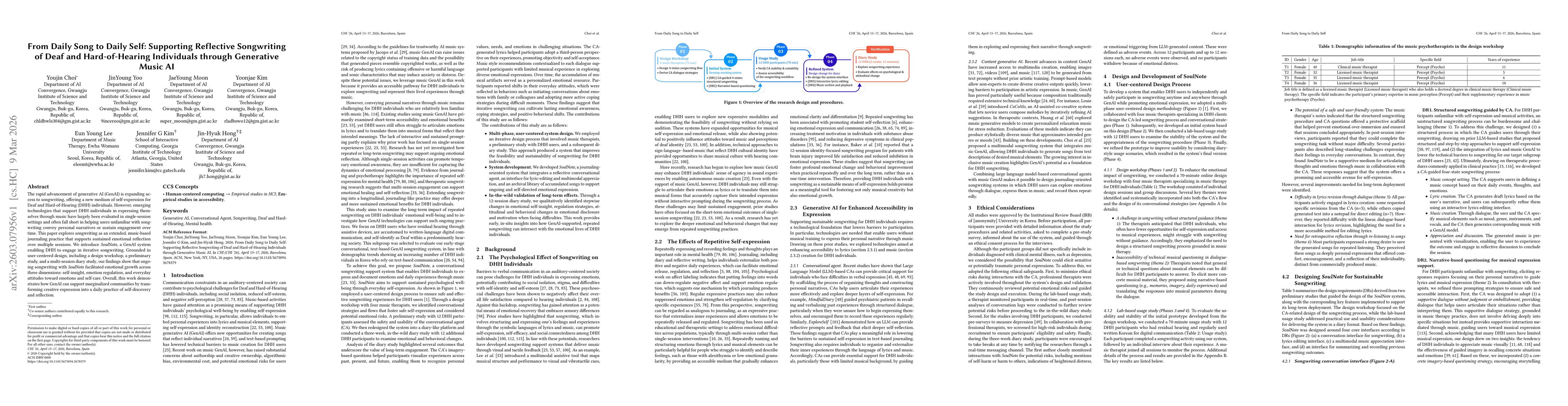 Thumbnail for From Daily Song to Daily Self: Supporting Reflective Songwriting of Deaf and Hard-of-Hearing Individuals through Generative Music AI