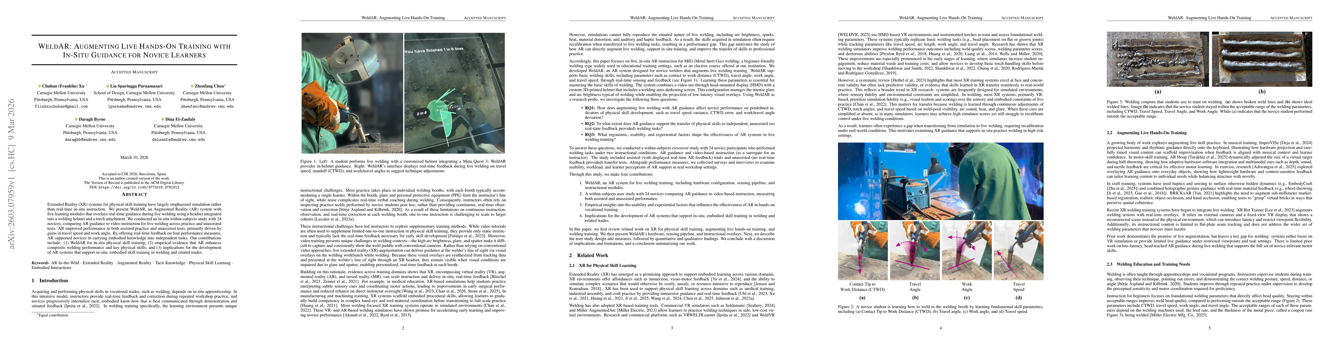 Thumbnail for WeldAR: Augmenting Live Hands-On Training with In-Situ Guidance for Novice Learners