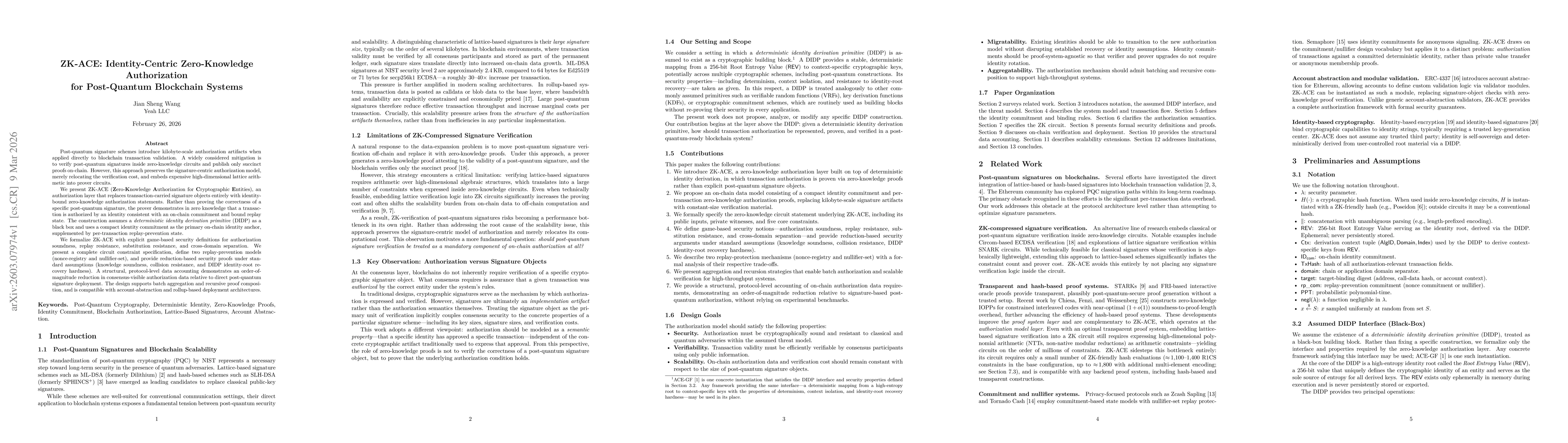 Thumbnail for ZK-ACE: Identity-Centric Zero-Knowledge Authorization for Post-Quantum Blockchain Systems