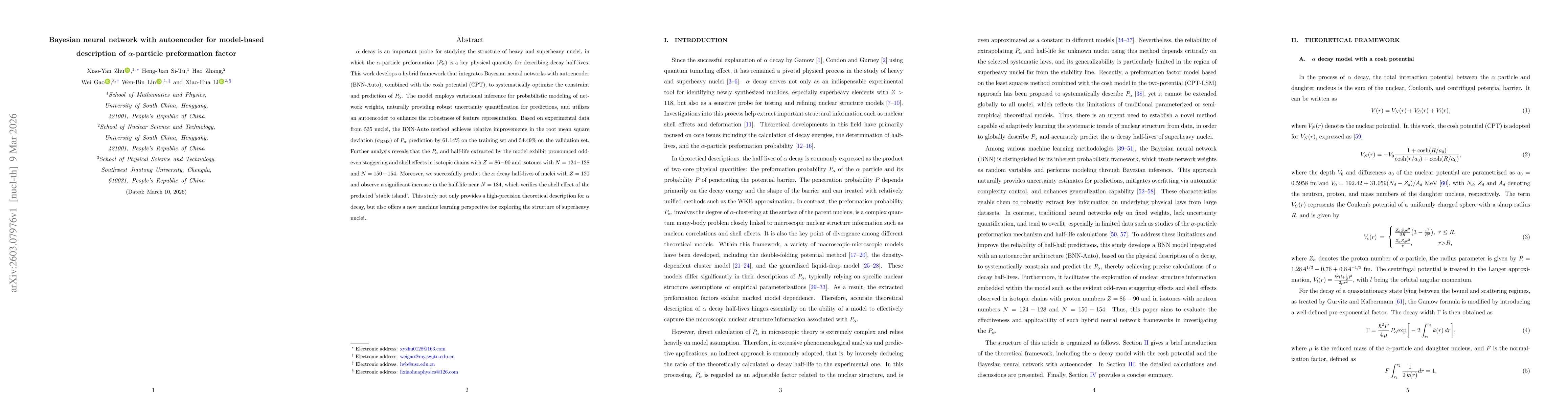 Thumbnail for Bayesian neural network with autoencoder for model-based description of $α$-particle preformation factor