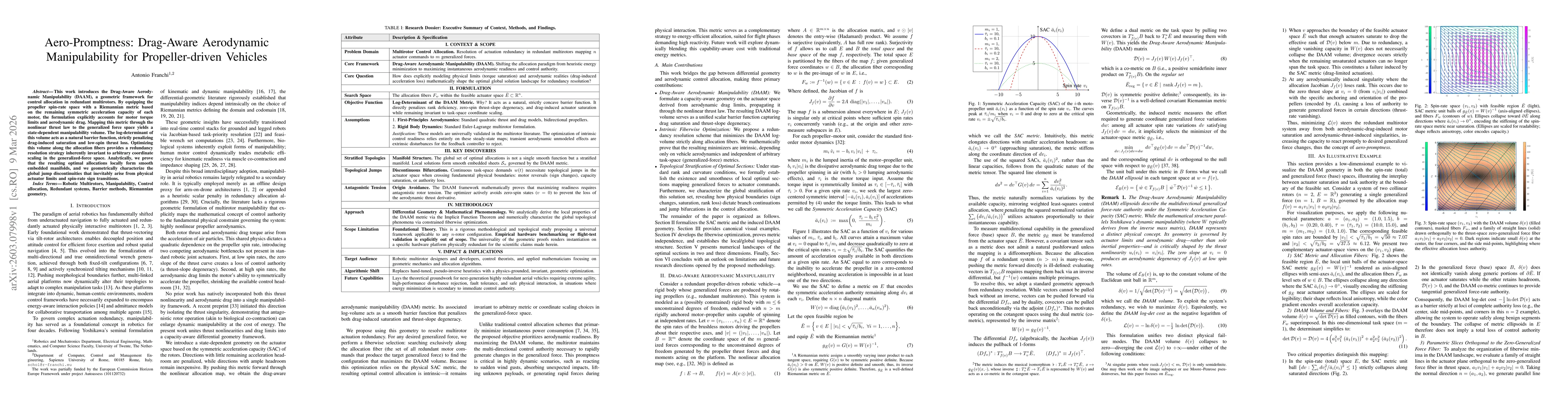 Thumbnail for Aero-Promptness: Drag-Aware Aerodynamic Manipulability for Propeller-driven Vehicles