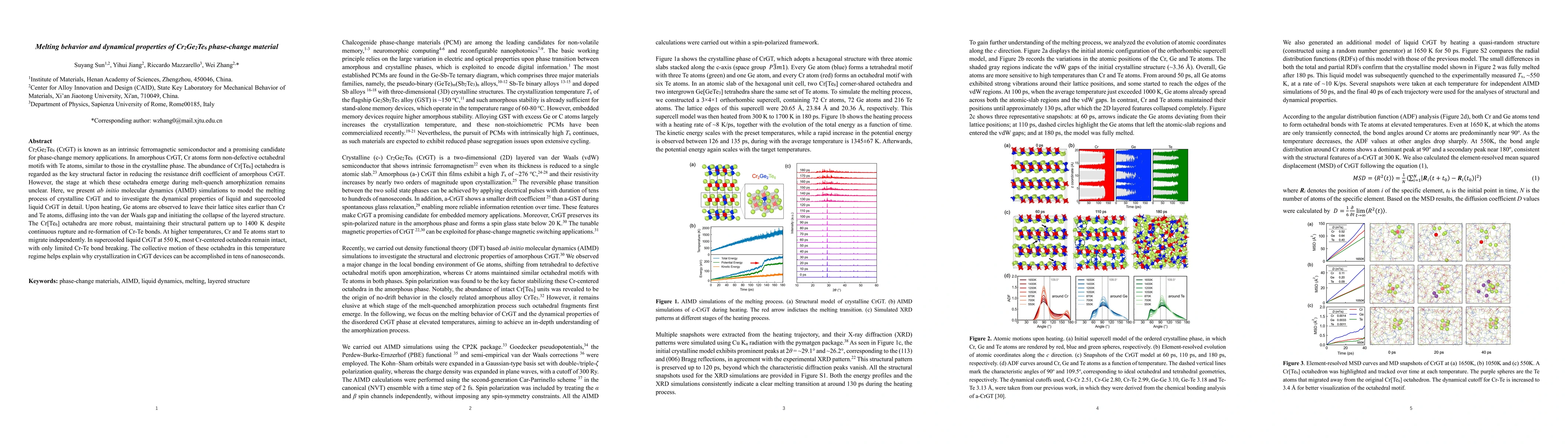 Thumbnail for Melting behavior and dynamical properties of Cr2Ge2Te6 phase-change material