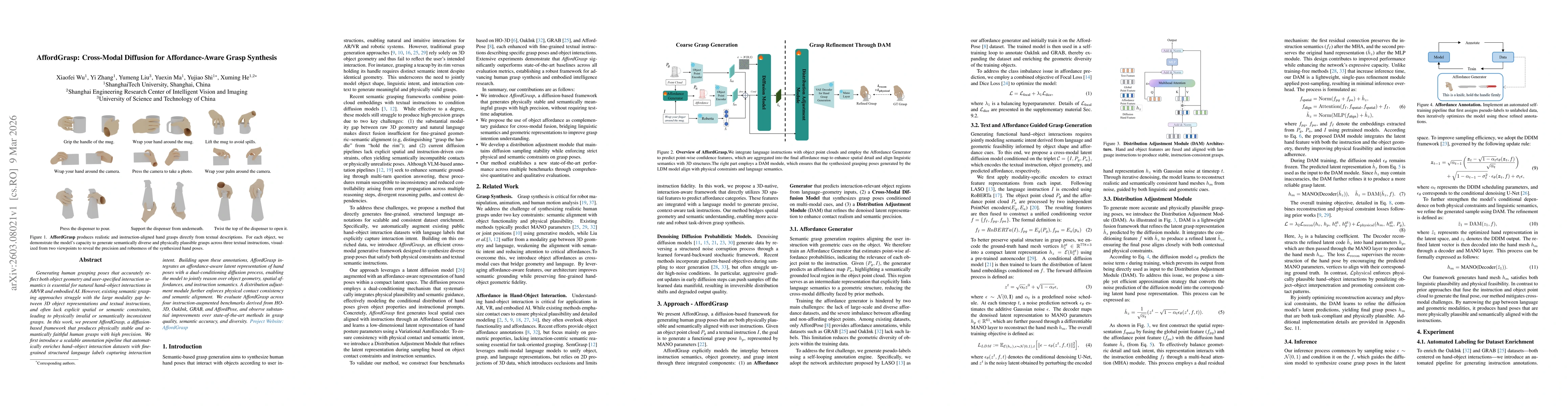 Thumbnail for AffordGrasp: Cross-Modal Diffusion for Affordance-Aware Grasp Synthesis