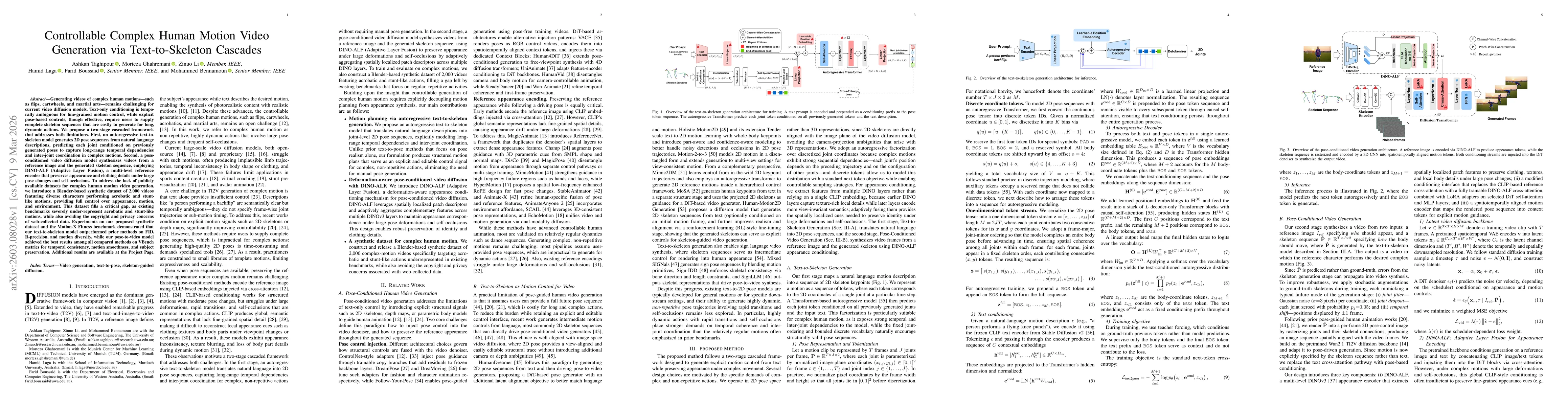 Thumbnail for Controllable Complex Human Motion Video Generation via Text-to-Skeleton Cascades