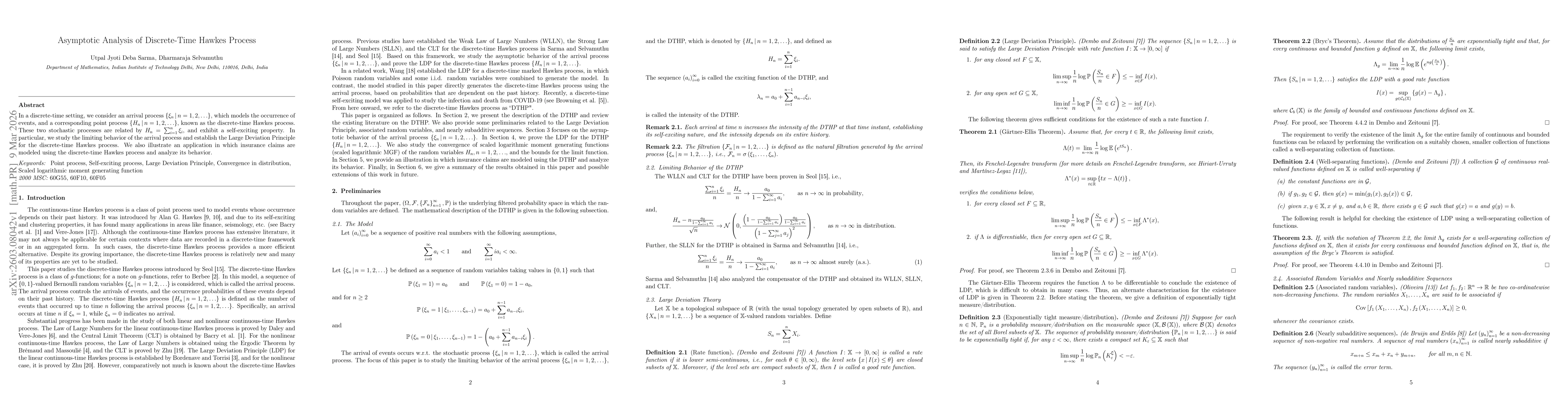 Thumbnail for Asymptotic Analysis of Discrete-Time Hawkes Process