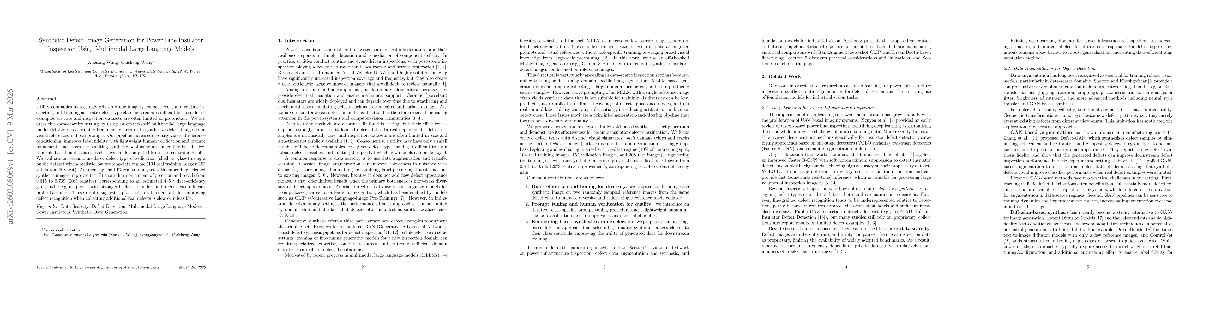 Thumbnail for Synthetic Defect Image Generation for Power Line Insulator Inspection Using Multimodal Large Language Models