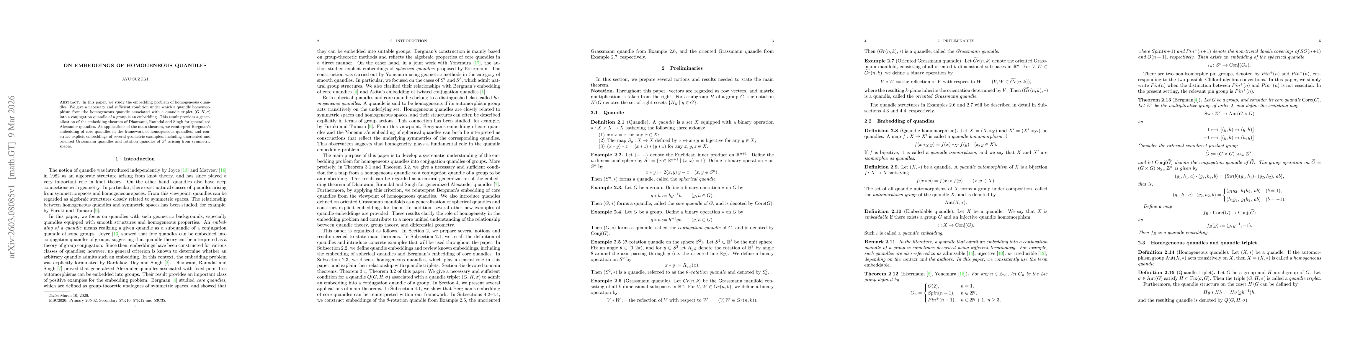 Thumbnail for On embeddings of homogeneous quandles