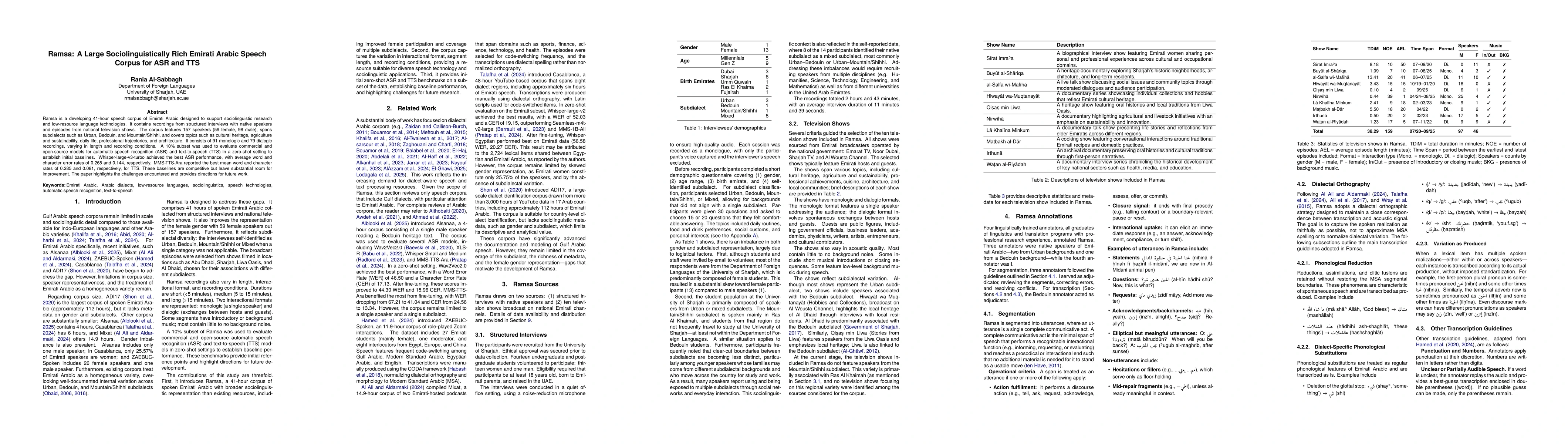Thumbnail for Ramsa: A Large Sociolinguistically Rich Emirati Arabic Speech Corpus for ASR and TTS