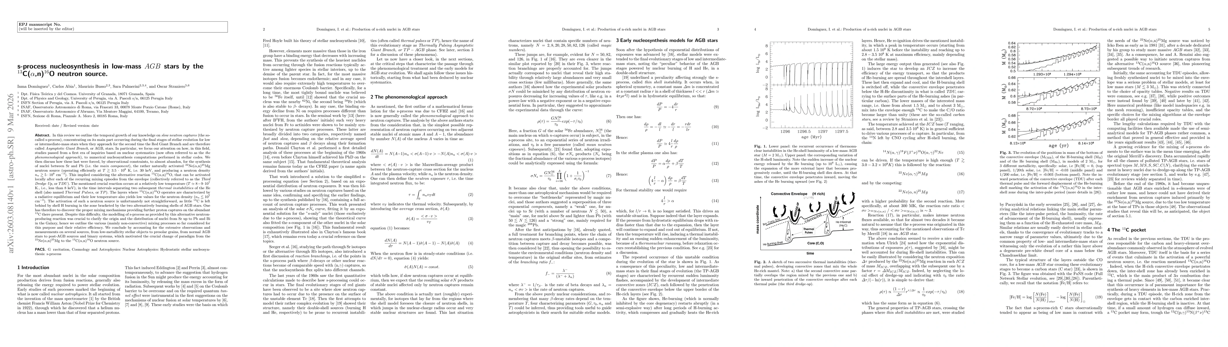 Thumbnail for s-process nucleosynthesis in low-mass AGB stars by the $^{13}$C($α$,n)$^{16}$O neutron source