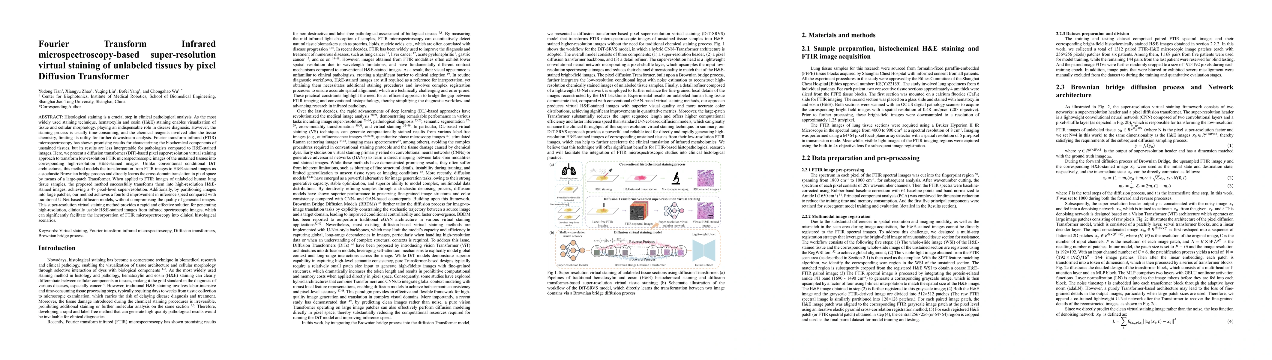 Thumbnail for Fourier Transform Infrared microspectroscopy-based super-resolution virtual staining of unlabeled tissues by pixel Diffusion Transformer