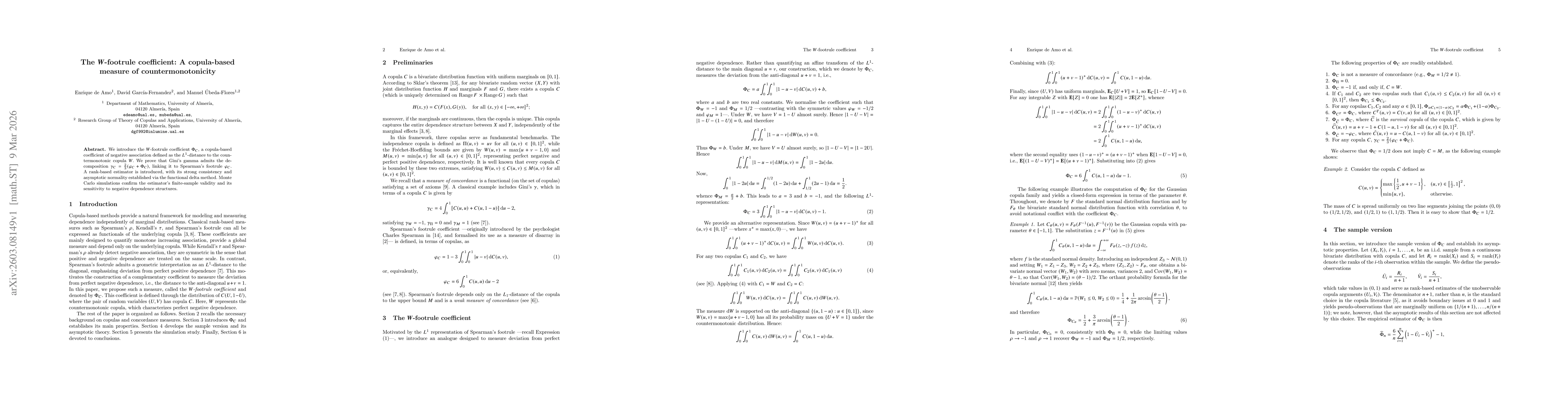 Thumbnail for The W-footrule coefficient: A copula-based measure of countermonotonicity