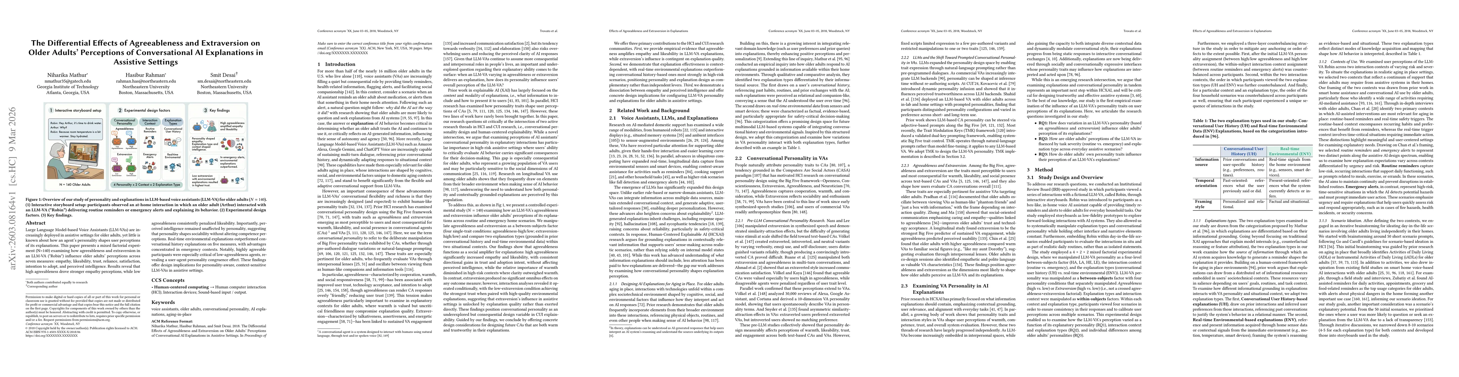 Thumbnail for The Differential Effects of Agreeableness and Extraversion on Older Adults' Perceptions of Conversational AI Explanations in Assistive Settings