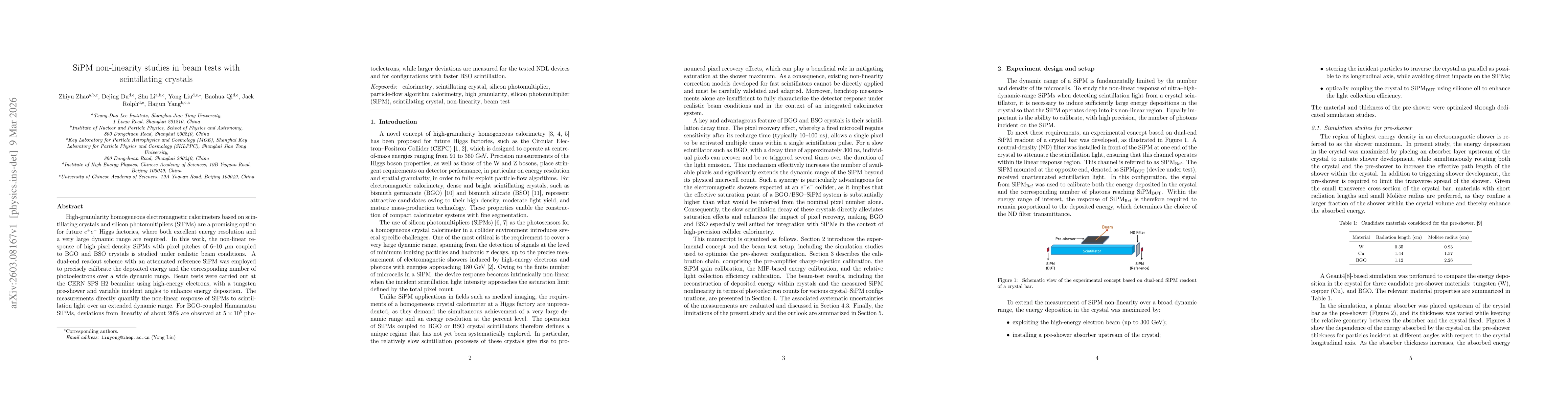 Thumbnail for SiPM non-linearity studies in beam tests with scintillating crystals