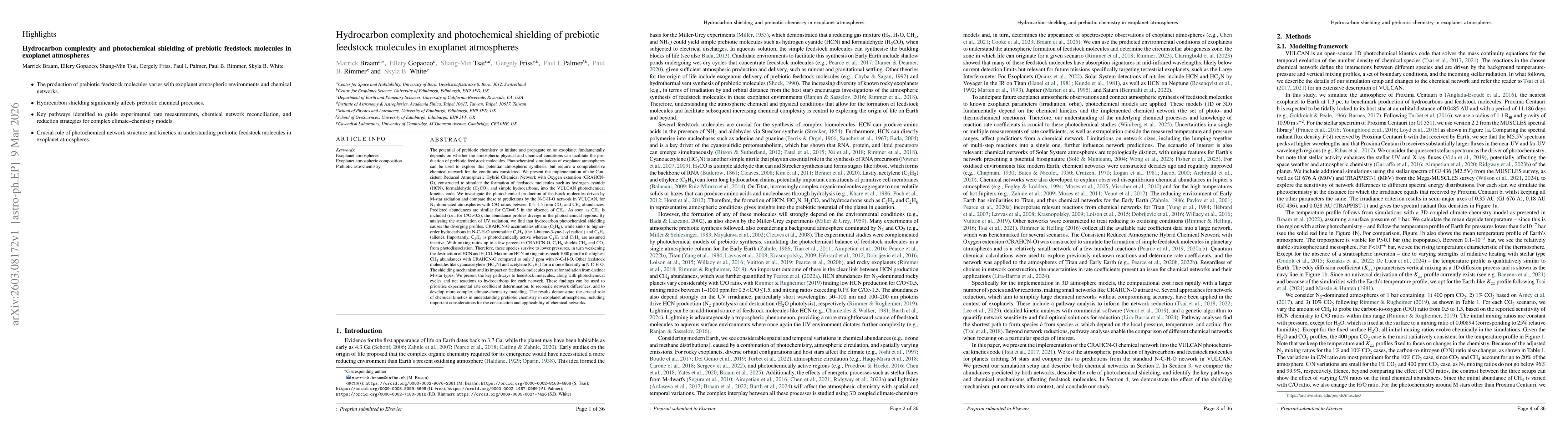 Thumbnail for Hydrocarbon complexity and photochemical shielding of prebiotic feedstock molecules in exoplanet atmospheres