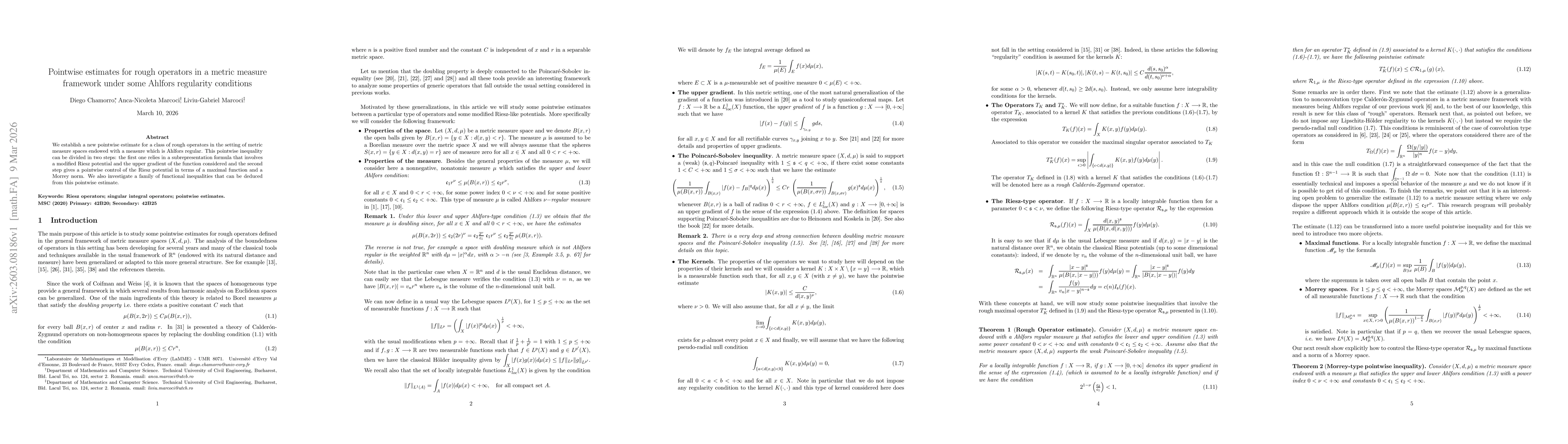 Thumbnail for Pointwise estimates for rough operators in a metric measure framework under some Ahlfors regularity conditions