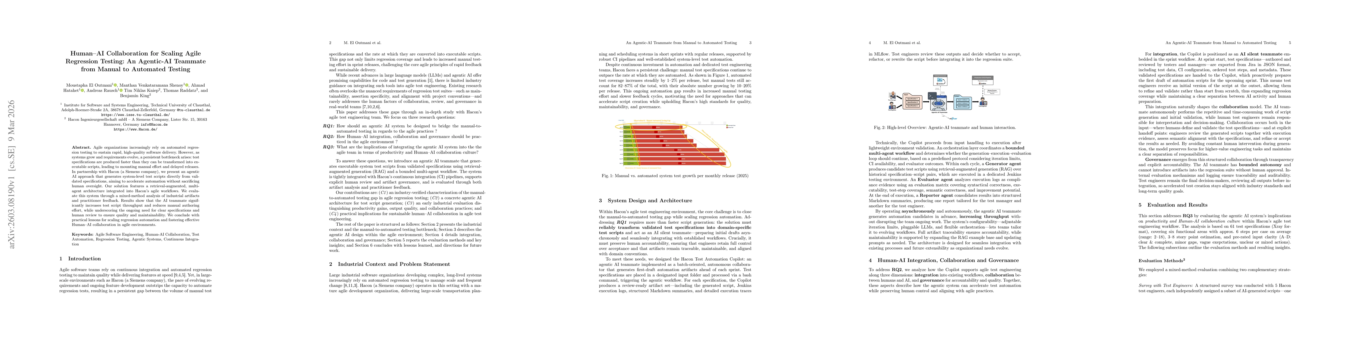 Thumbnail for Human-AI Collaboration for Scaling Agile Regression Testing: An Agentic-AI Teammate from Manual to Automated Testing
