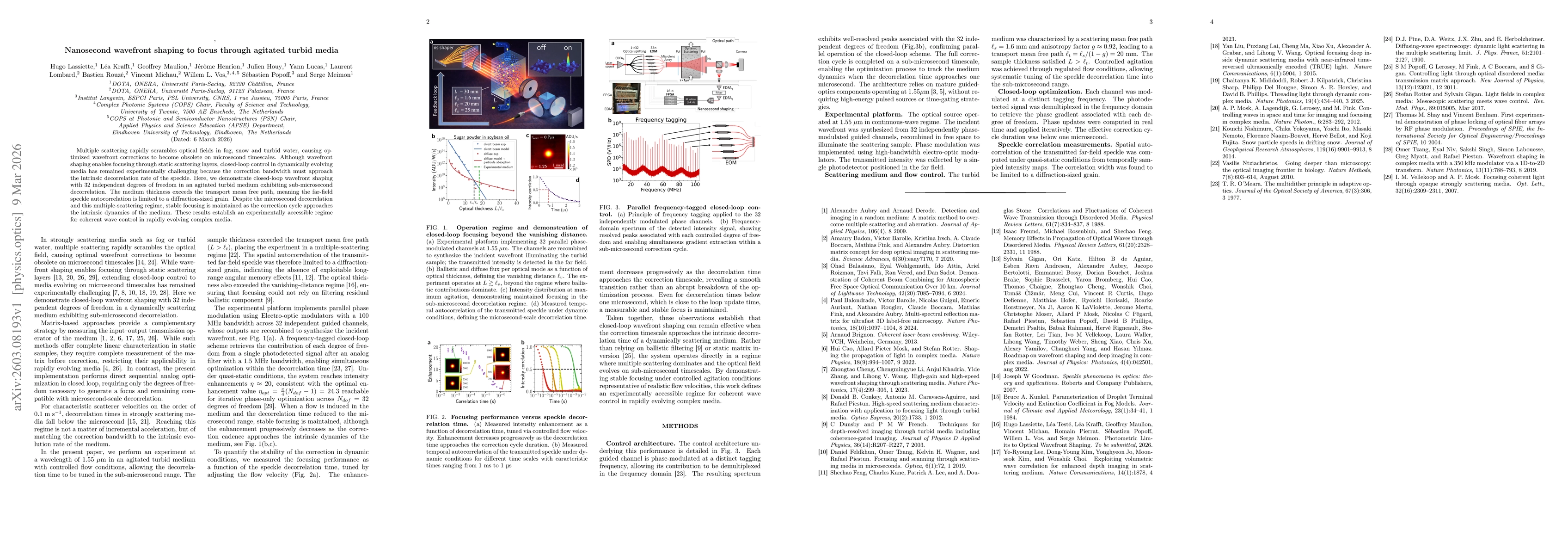 Thumbnail for Nanosecond wavefront shaping to focus through agitated turbid media