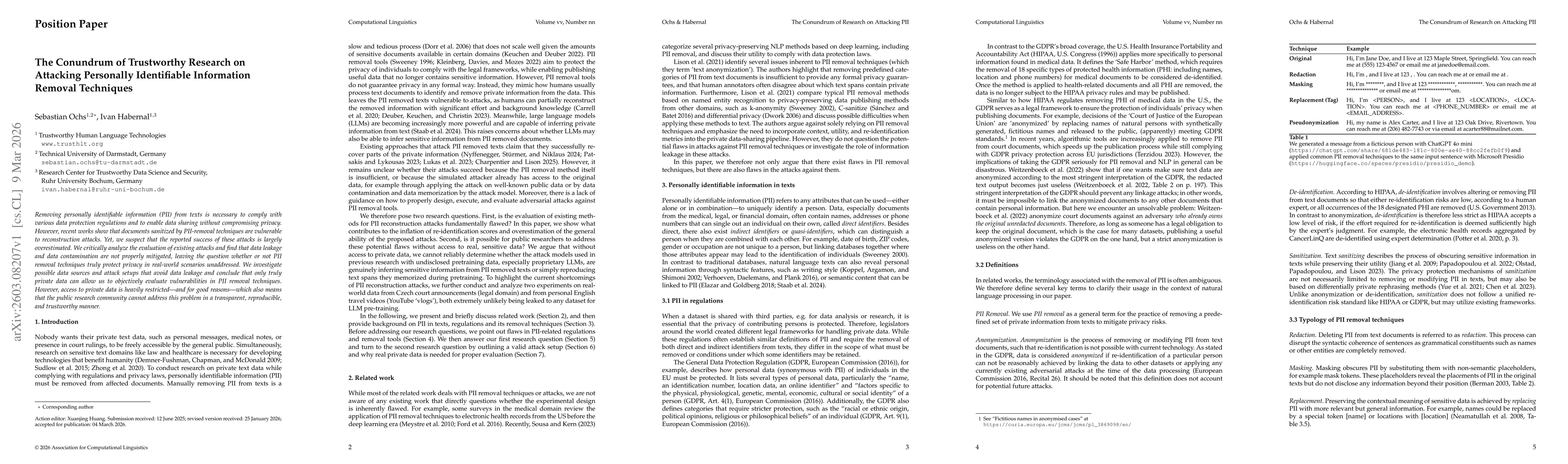 Thumbnail for The Conundrum of Trustworthy Research on Attacking Personally Identifiable Information Removal Techniques