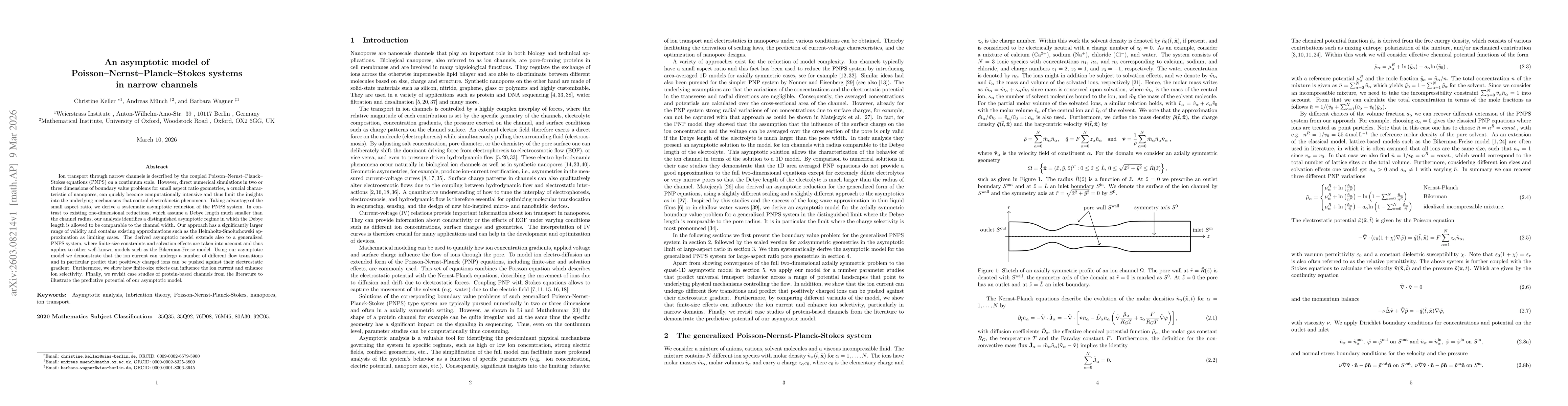 Thumbnail for An asymptotic model of Poisson--Nernst--Planck--Stokes systems in narrow channels
