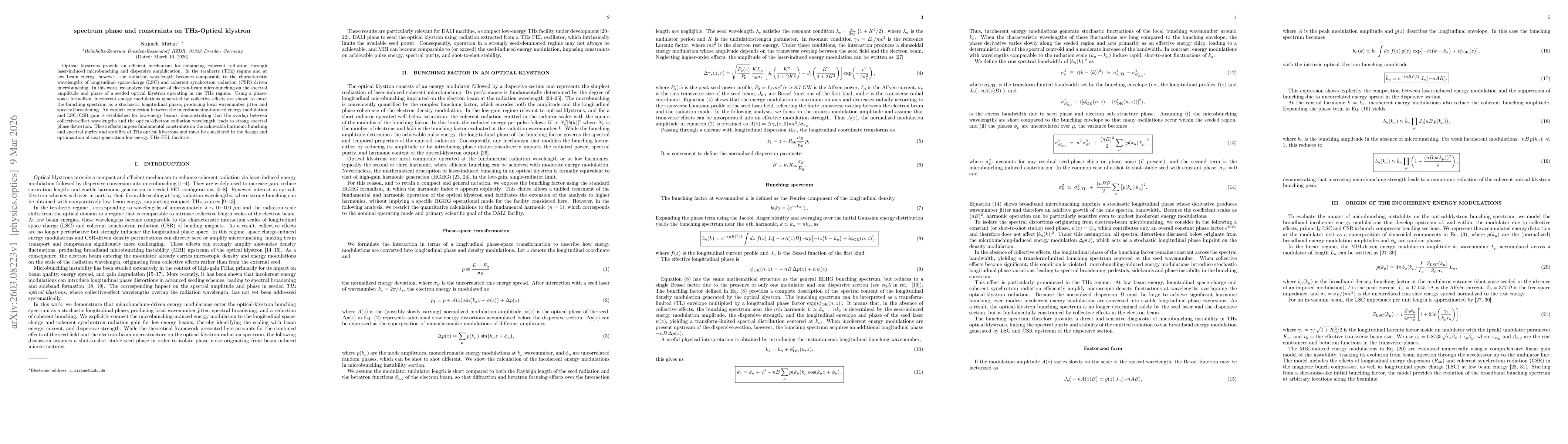 Thumbnail for Spectrum Phase and Constraints on THz-Optical klystron