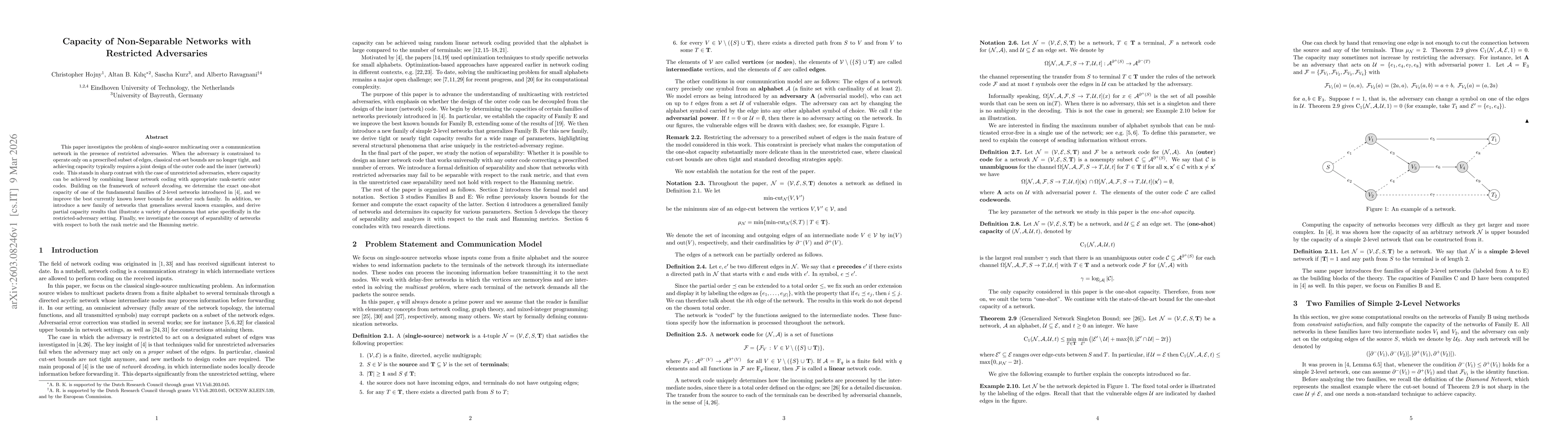 Thumbnail for Capacity of Non-Separable Networks with Restricted Adversaries