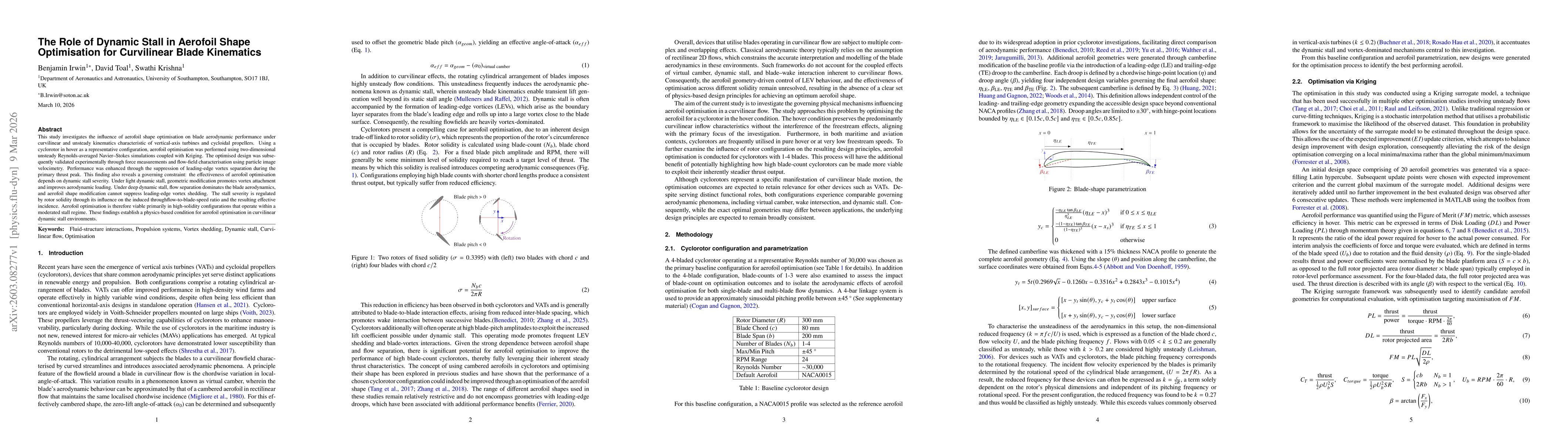 Thumbnail for The Role of Dynamic Stall in Aerofoil Shape Optimisation for Curvilinear Blade Kinematics