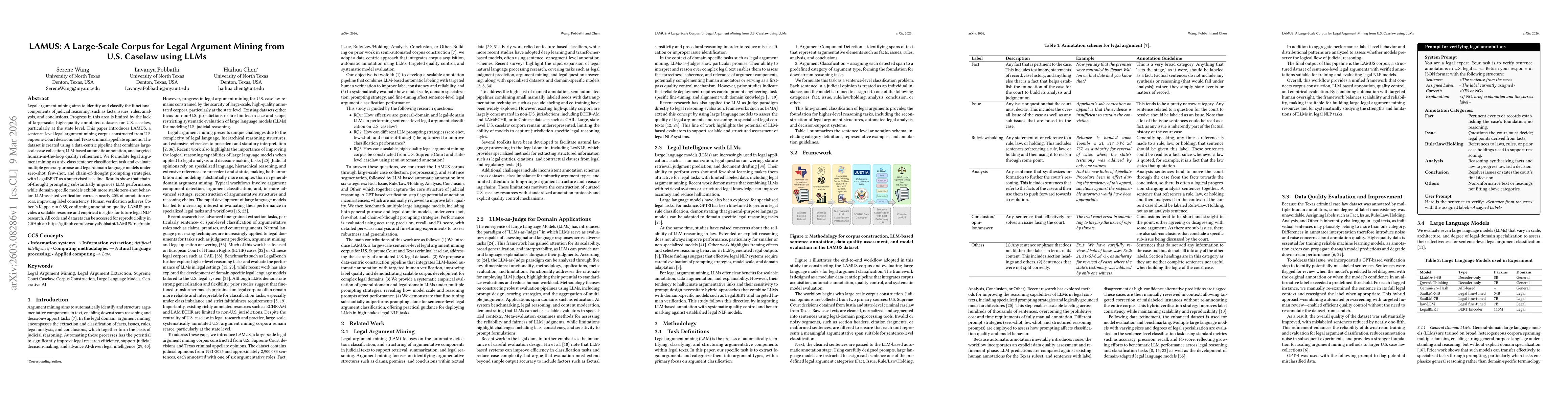 Thumbnail for LAMUS: A Large-Scale Corpus for Legal Argument Mining from U.S. Caselaw using LLMs