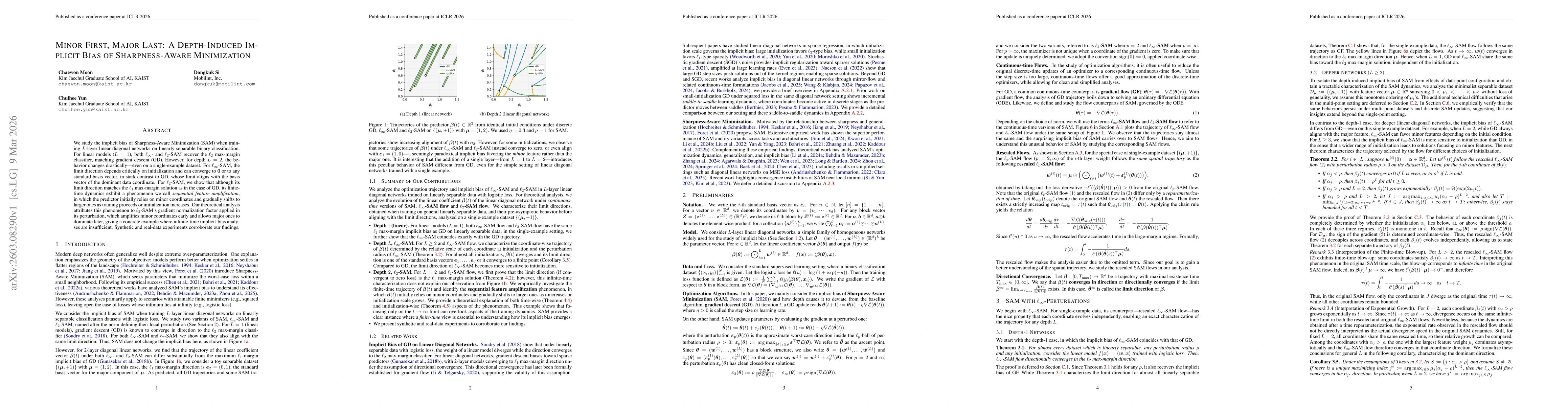 Thumbnail for Minor First, Major Last: A Depth-Induced Implicit Bias of Sharpness-Aware Minimization