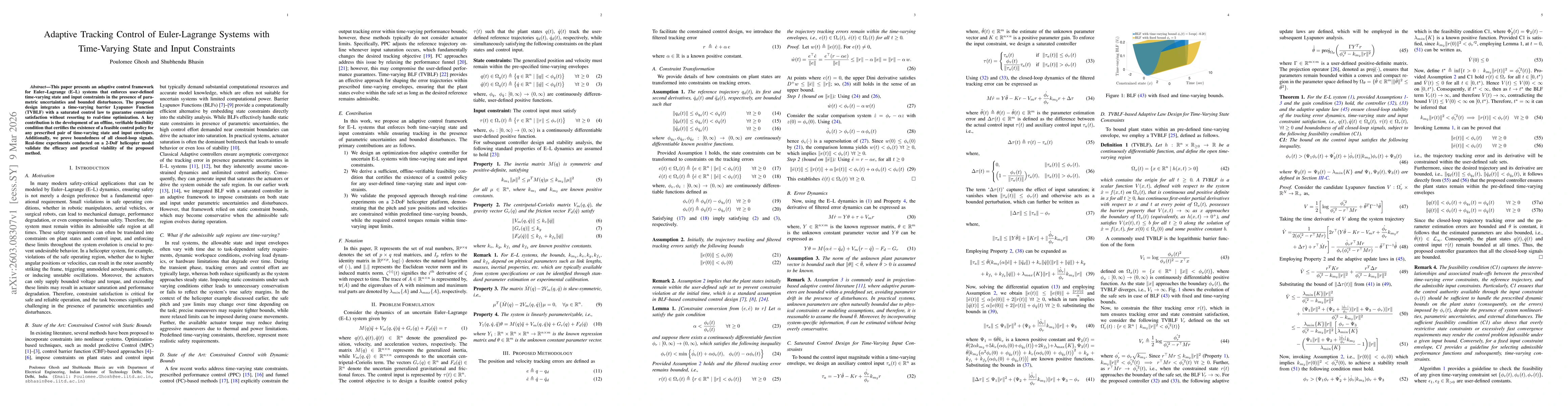 Thumbnail for Adaptive Tracking Control of Euler-Lagrange Systems with Time-Varying State and Input Constraints