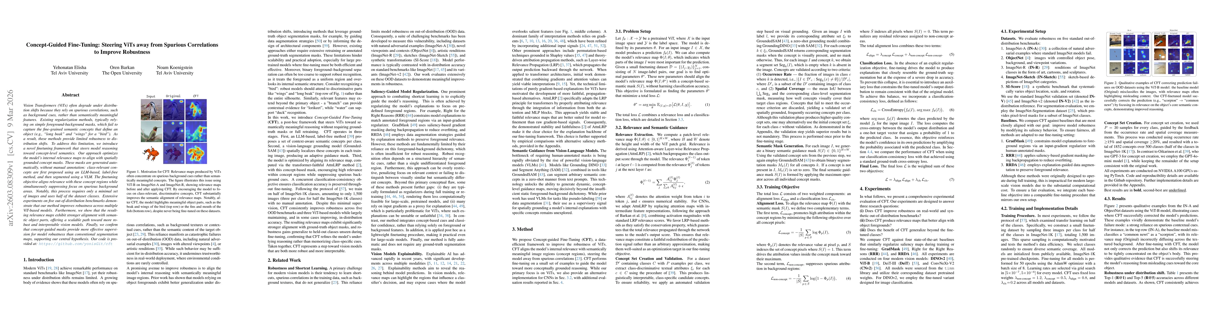 Thumbnail for Concept-Guided Fine-Tuning: Steering ViTs away from Spurious Correlations to Improve Robustness