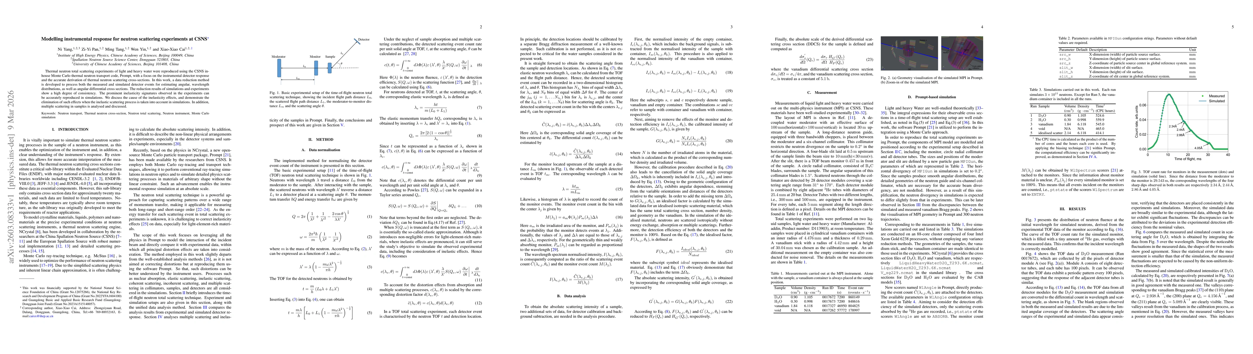 Thumbnail for Modelling instrumental response for neutron scattering experiments at CSNS