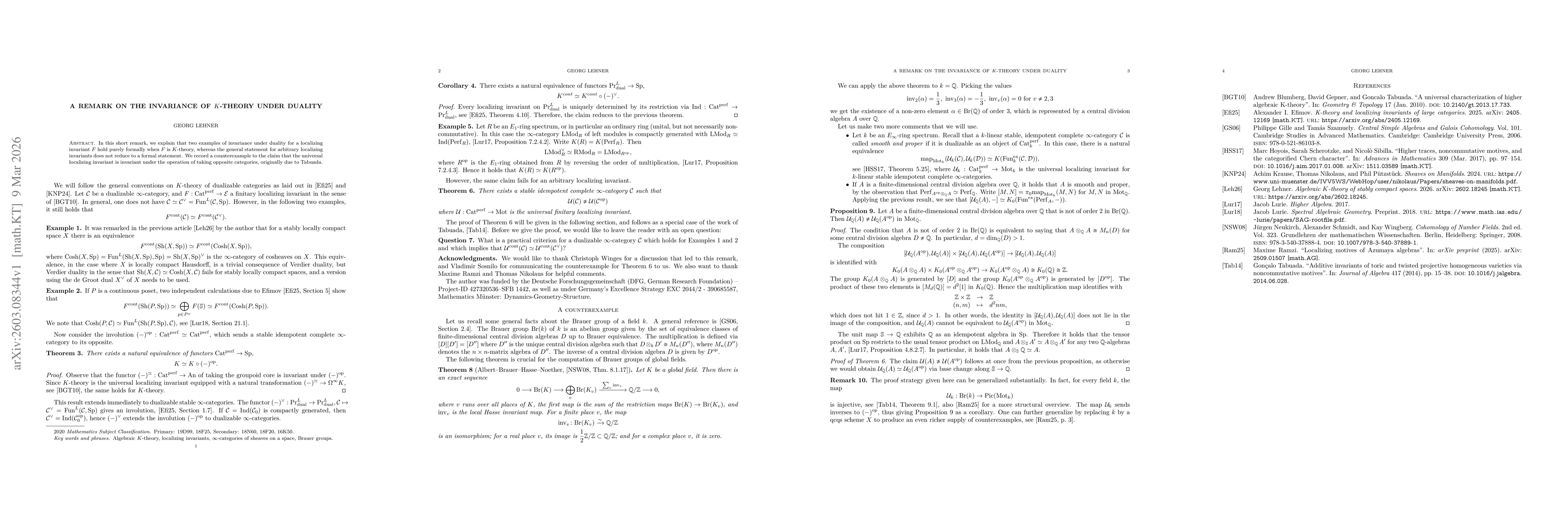 Thumbnail for A remark on the invariance of $K$-theory under duality