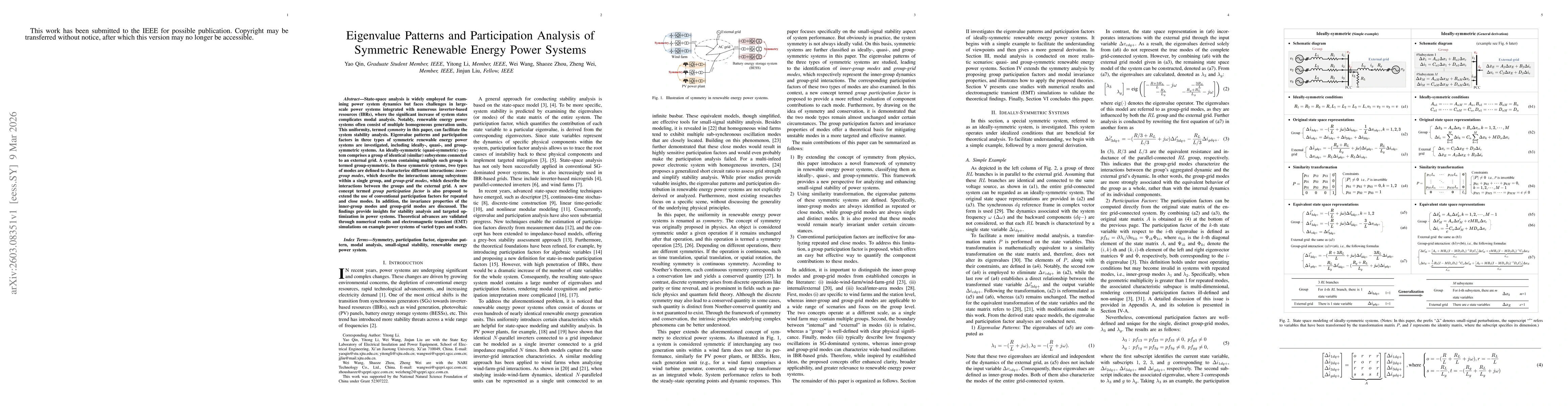 Thumbnail for Eigenvalue Patterns and Participation Analysis of Symmetric Renewable Energy Power Systems