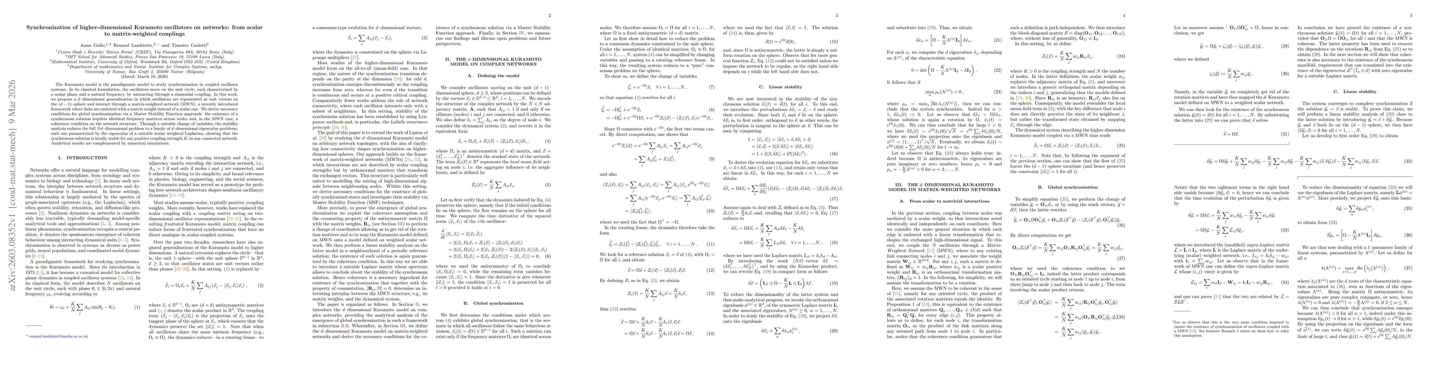 Thumbnail for Synchronization of higher-dimensional Kuramoto oscillators on networks: from scalar to matrix-weighted couplings