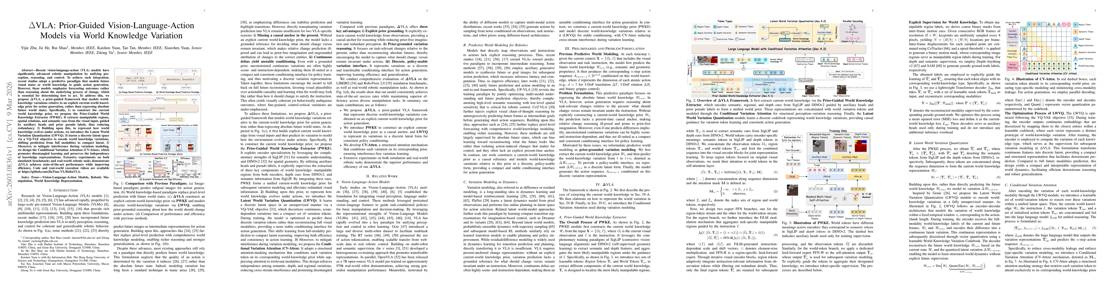 Thumbnail for $Δ$VLA: Prior-Guided Vision-Language-Action Models via World Knowledge Variation