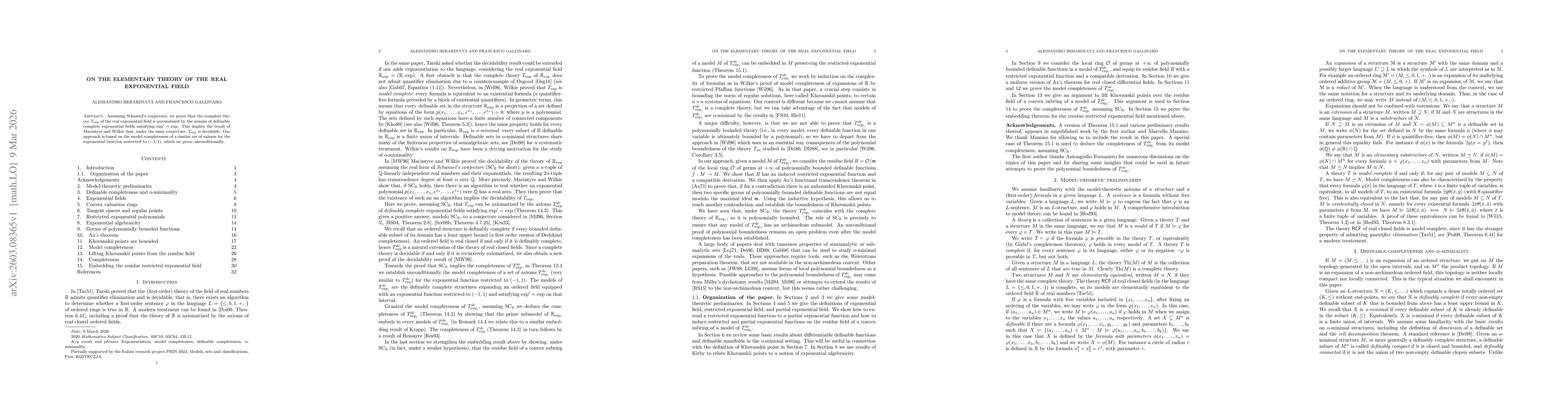 Thumbnail for On the elementary theory of the real exponential field