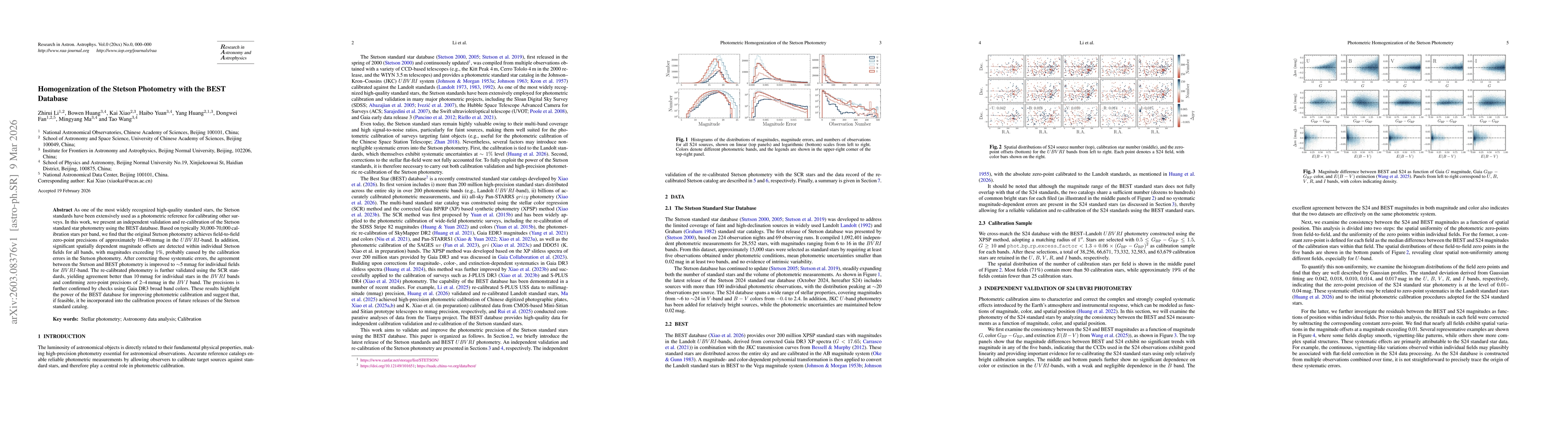 Thumbnail for Homogenization of the Stetson Photometry with the BEST Database