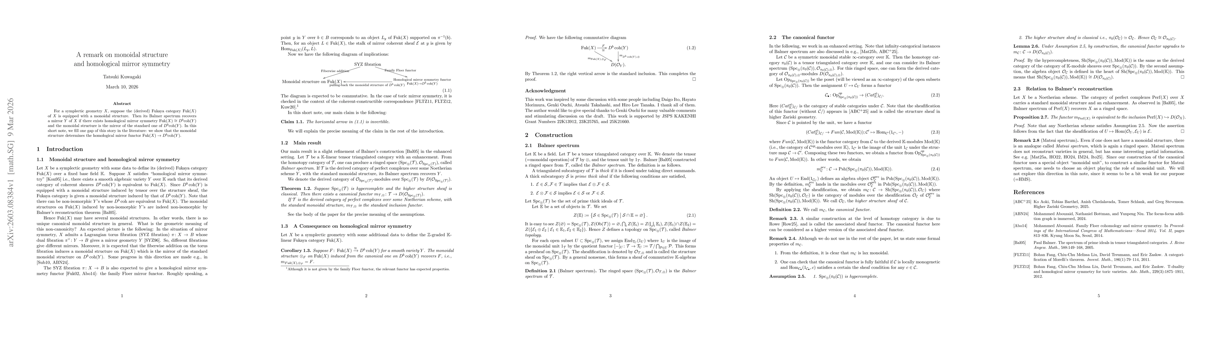 Thumbnail for A remark on monoidal structure and homological mirror symmetry