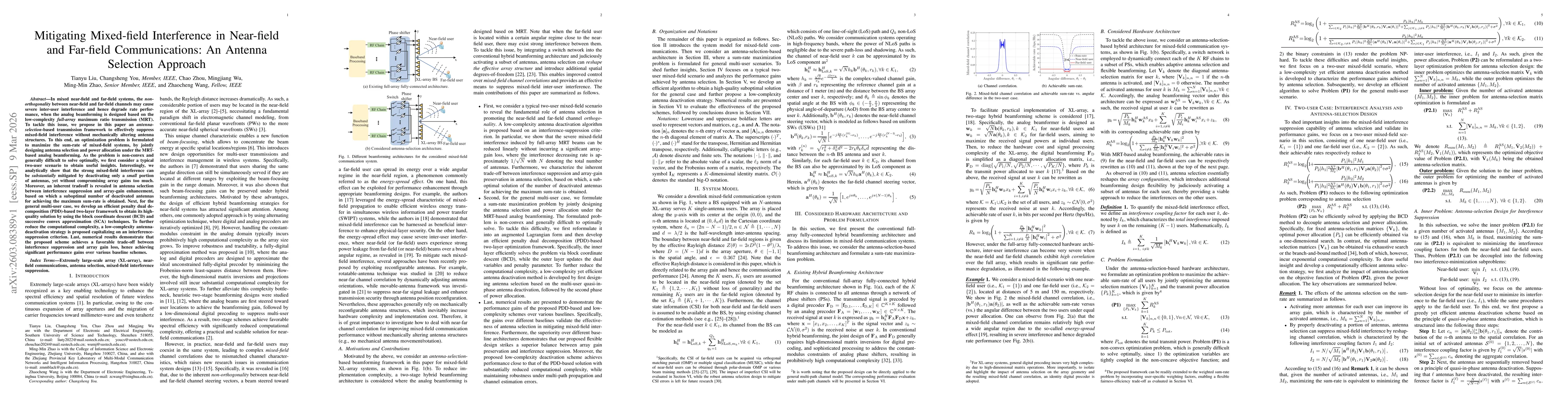 Thumbnail for Mitigating Mixed-field Interference in Near-field and Far-field Communications: An Antenna Selection Approach