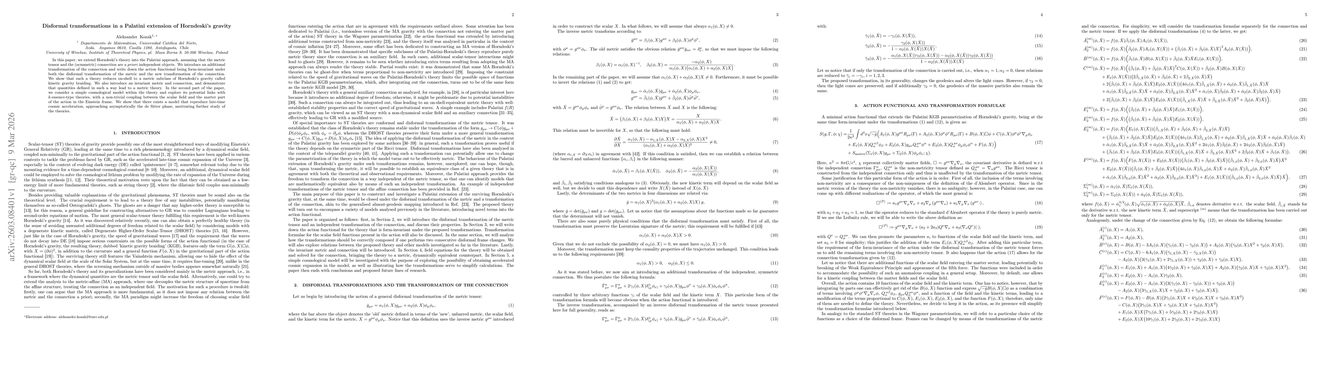 Thumbnail for Disformal transformations in a Palatini extension of Horndeski's gravity