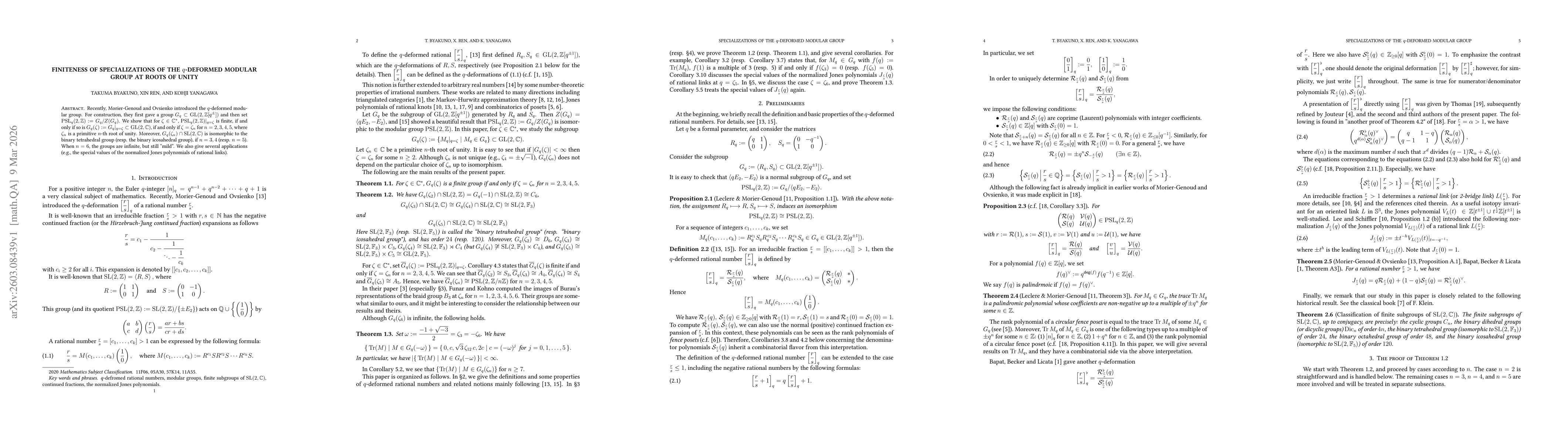 Thumbnail for Finiteness of specializations of the $q$-deformed modular group at roots of unity